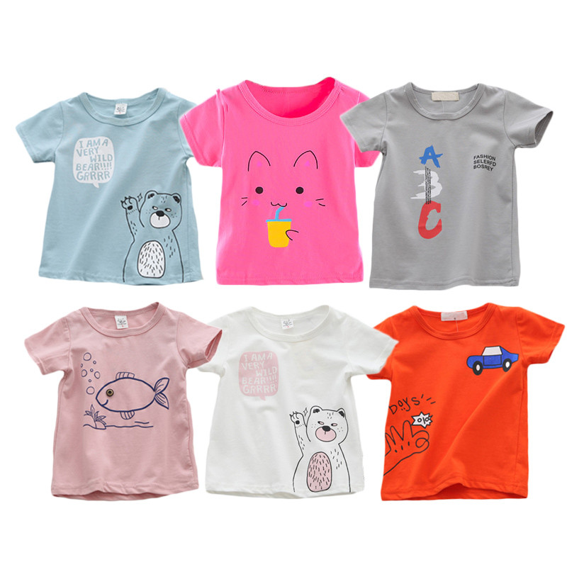 Baby Clothing Clearance - เสื้อยืดผ้าฝ้ายสำหรับเด็กหญิงเด็กชายชุดเด็กๆลำลองยาว6-24เมตรเสื้อแขนสั้นลดล้างสต๊อกฤดูร้อน