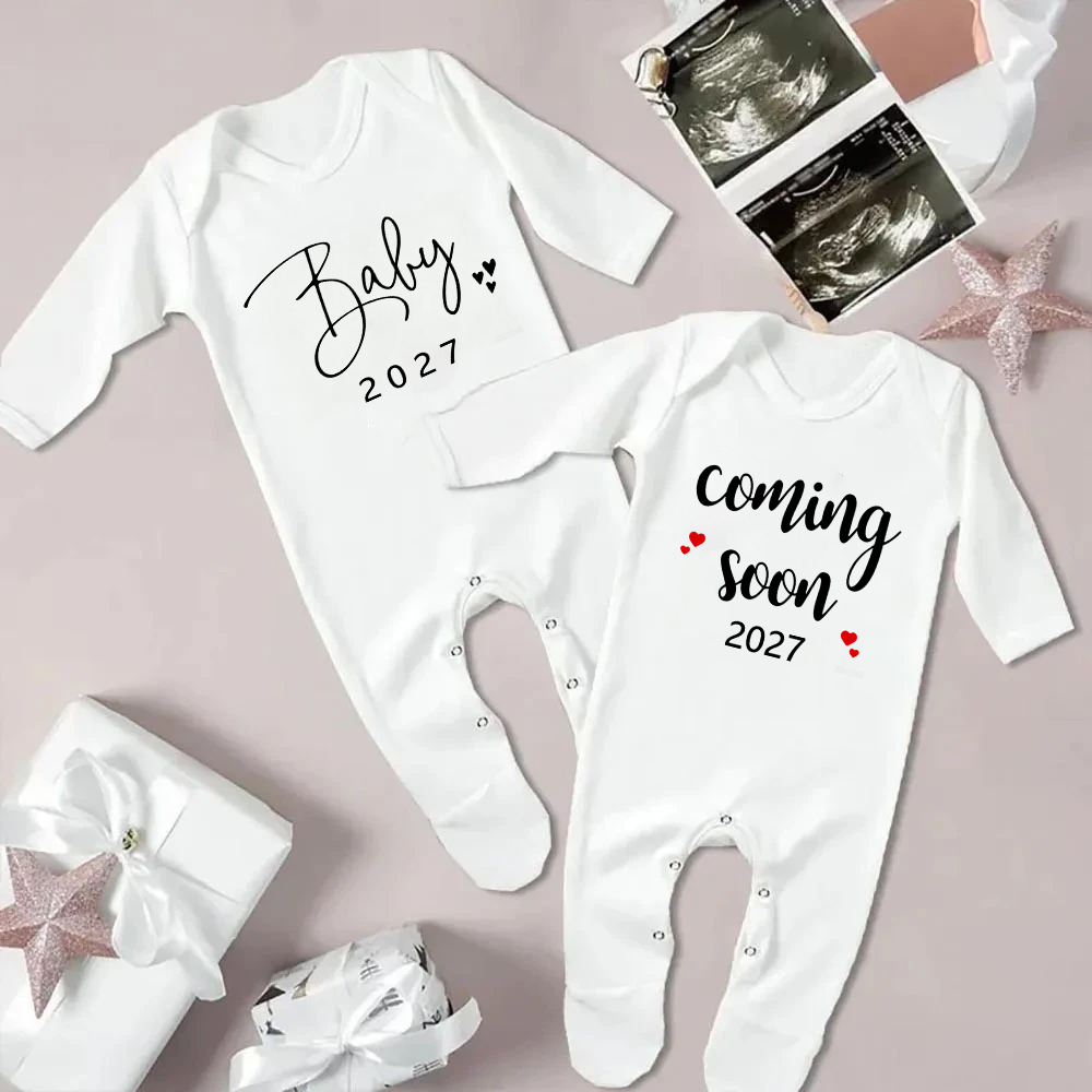 Baby Sleep Suit - ชุดจั๊มสูทประกาศข่าวดีรับขวัญลูกน้อย 2027 ชุดบอดี้สูท ชุดนอนเด็กแรกเกิด ชุดกลับบ้านจากโรงพยาบาล ชุดรอมเปอร์สำหรับเปิดเผยข่าวดีตั้งครรภ์