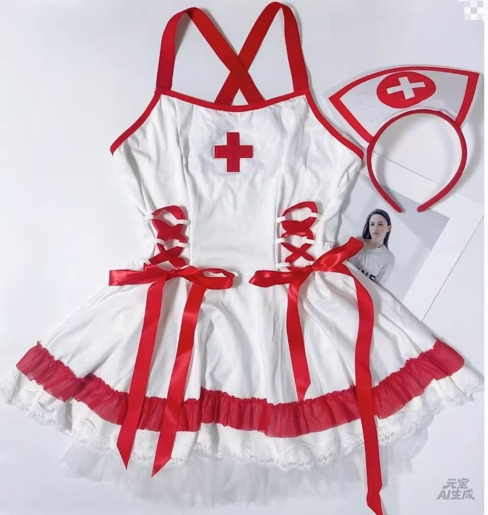 Baby Sleep Suit - ชุดชั้นในเซ็กซี่ ชุดยูนิฟอร์มพยาบาล ชุดคอสเพลย์สีแดงสำหรับผู้หญิง ชุดนอน ชุดแฟนซีสำหรับงานกลางคืน ชุดแสดงบนเวที