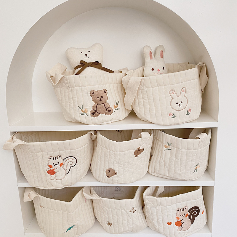 Baby Clothing Clearance - กระเป๋าเก็บผ้าอ้อมเด็กของเล่นบล็อกOrganizerกระเป๋าเครื่องนอนแม่ToteขวดมะกอกQuiltedเย็บปักถักร้อยแบบพกพากระเป๋า
