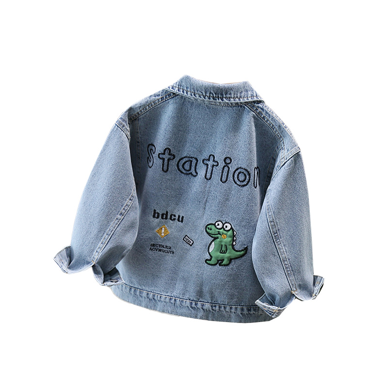 Baby Clothing Girls - สไตล์น่ารักเด็กทารก DENIM แจ็คเก็ตไดโนเสาร์สําหรับเด็กสาวสบายๆกางเกงยีนส์น่ารักเด็กไดโนเสาร์ชุดเสื้อผ้า 2-11 T