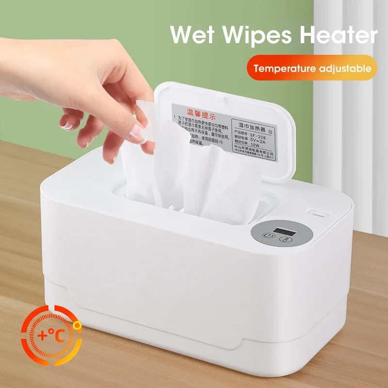 Baby Clothing Wash - เครื่องอุ่นผ้าเช็ดทำความสะอาดเด็กแบบพกพา 2-in-1 พร้อมที่จ่ายผ้าเช็ดตัวแบบให้ความร้อน หน้าจอ LED กล่องทำความร้อนสำหรับใช้ในบ้าน