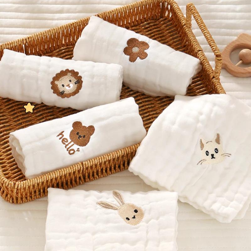 Baby Clothing Wash - 6 ชั้นผ้าฝ้ายเย็บปักถักร้อยผ้าเช็ดตัวเด็กผ้าเช็ดทําความสะอาดใบหน้าทารกแรกเกิด Bib เด็กผ้าเช็ดหน้าเด็กวัยหัดเดิน Soft Washcloth