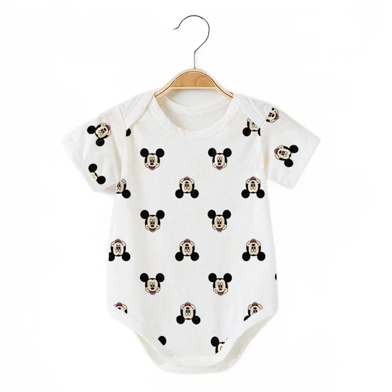 Baby Clothing Clearance - ชุดรอมเปอร์เด็กทารกแบบ unisex ลายการ์ตูนมิกกี้ แขนสั้น สำหรับเด็กอายุ 0-12