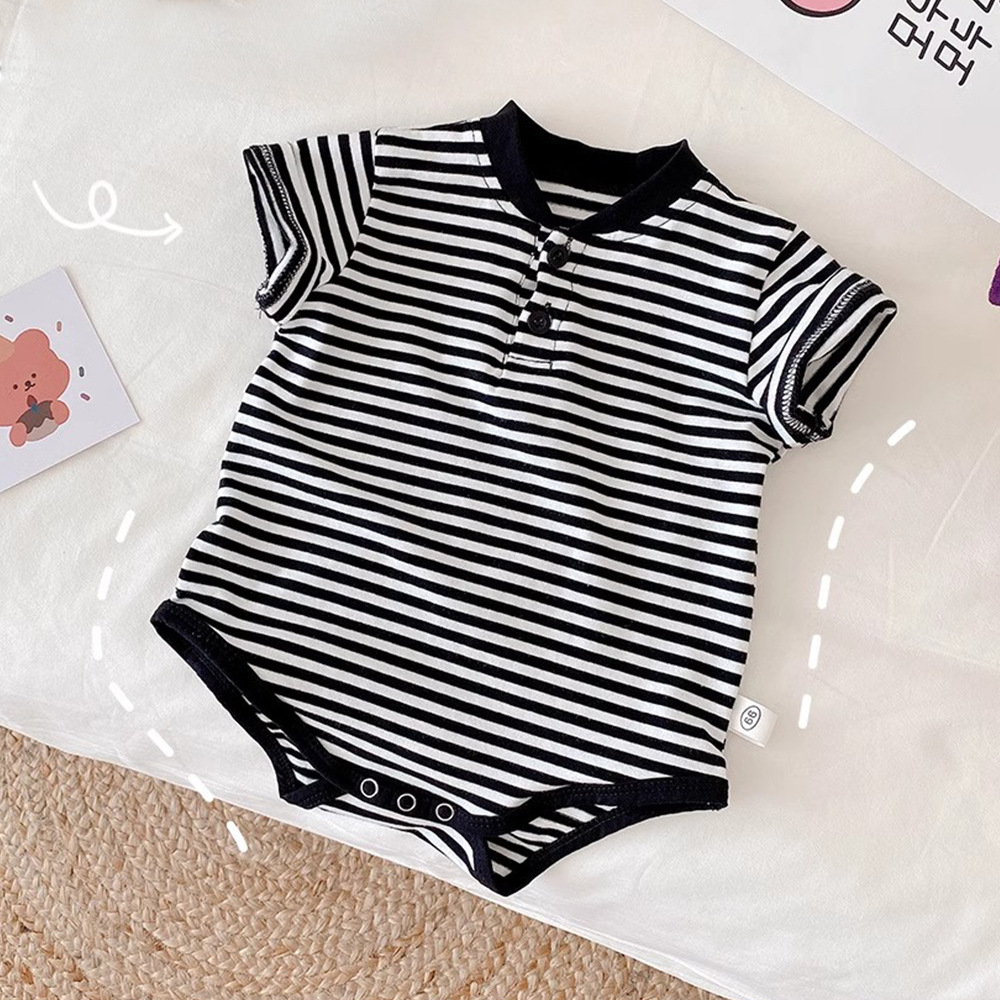 Baby Clothing Clearance - ชุดบอดี้สูทเด็กอ่อนทรงสามเหลี่ยม Somenie สำหรับเด็กผู้ชายและเด็กผู้หญิง ลายทางแฟชั่นแขนสั้น ชุดรอมเปอร์สำหรับออกนอกบ้าน ชุดนอนน่ารักสำหรับเด็ก