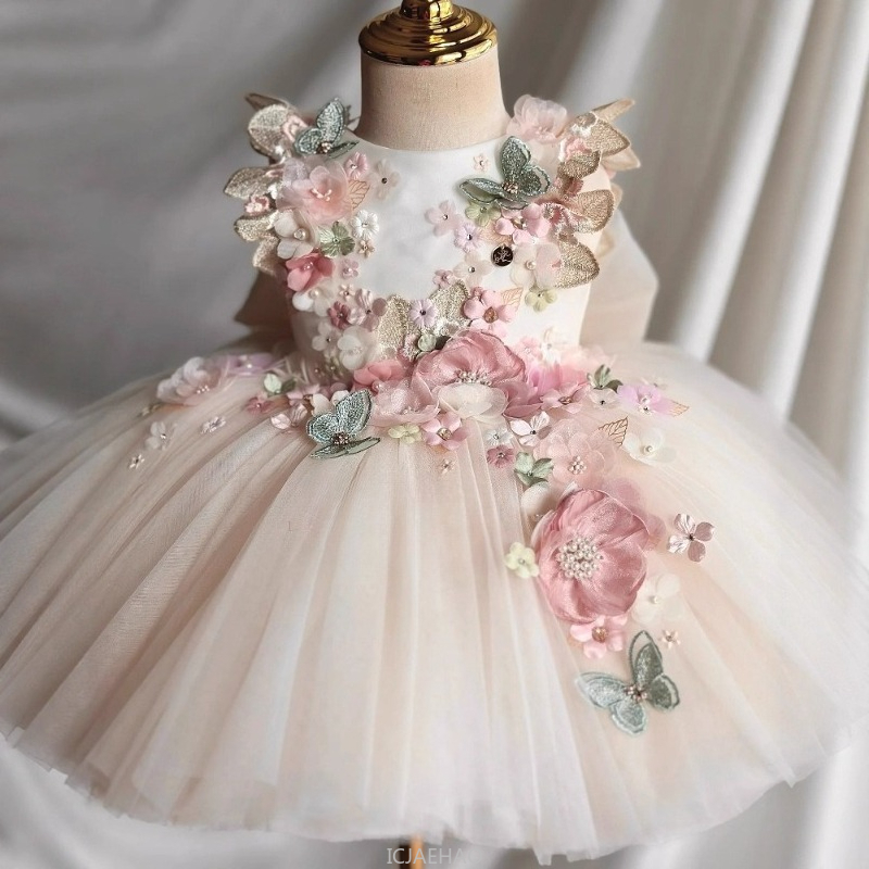 Baby Clothing Girls - ชุดแต่งงานฤดูร้อนสำหรับเด็กผู้หญิง ชุดเจ้าหญิงลายดอกไม้สำหรับวันเกิดปีแรก ชุดเดรสลายดอกไม้ เสื้อผ้าเด็ก เสื้อผ้าเด็กทารก