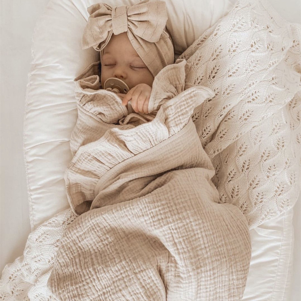 INS Ruffled Muslin Baby Swaddl - Baby Clothing Organic Cotton บทวิจารณ์และราคา