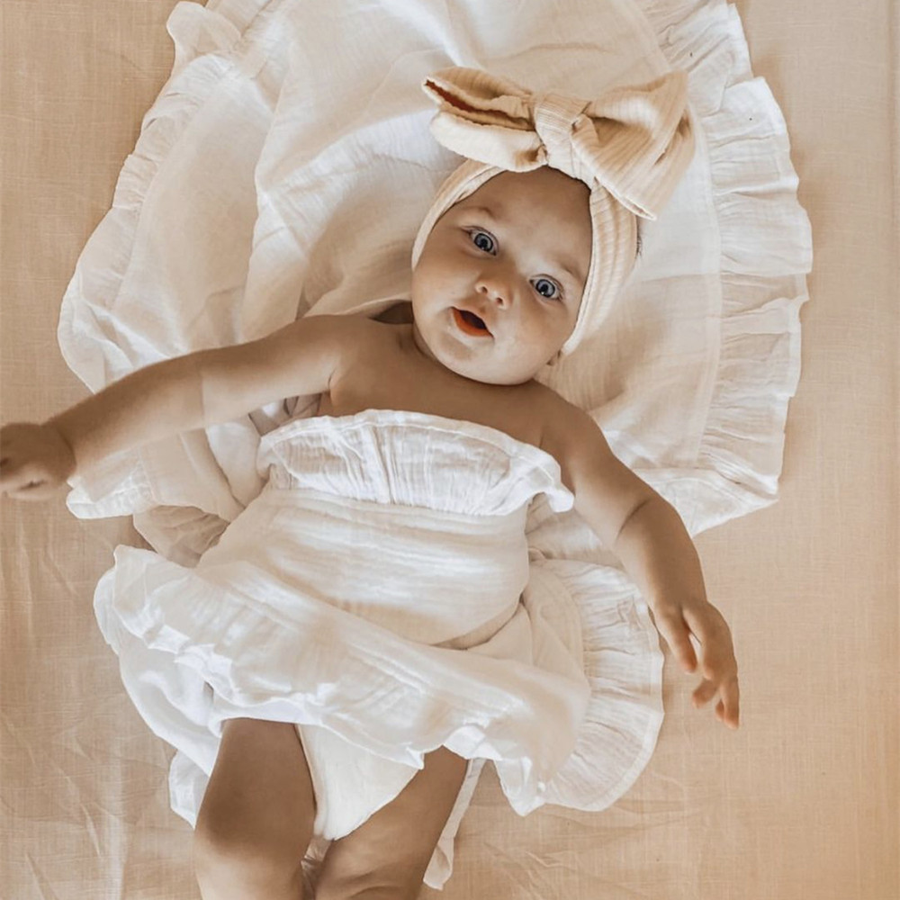 INS Ruffled Muslin Baby Swaddl - Baby Clothing Organic Cotton บทวิจารณ์และราคา